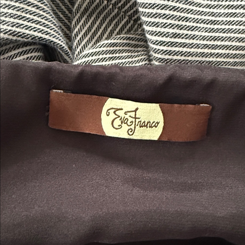 Eva Franco Grey and White Stripped Strapless Fit-And-Flare Dress - Picture 7 of 8